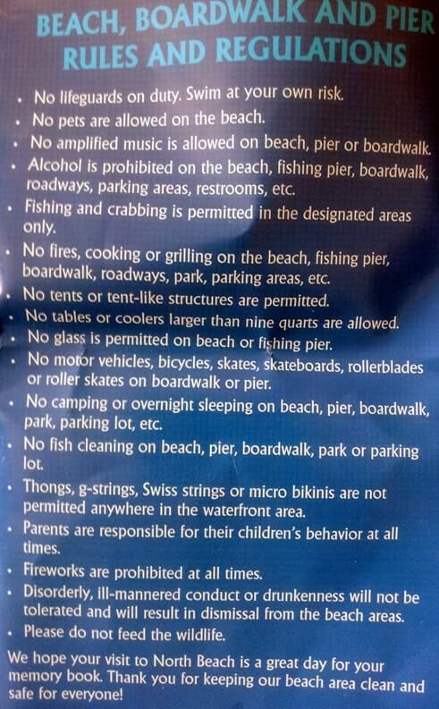Beach Rules and Regulations at North Beach Maryland