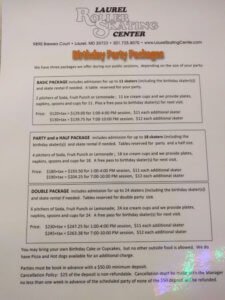 Roller skating birthday party prices